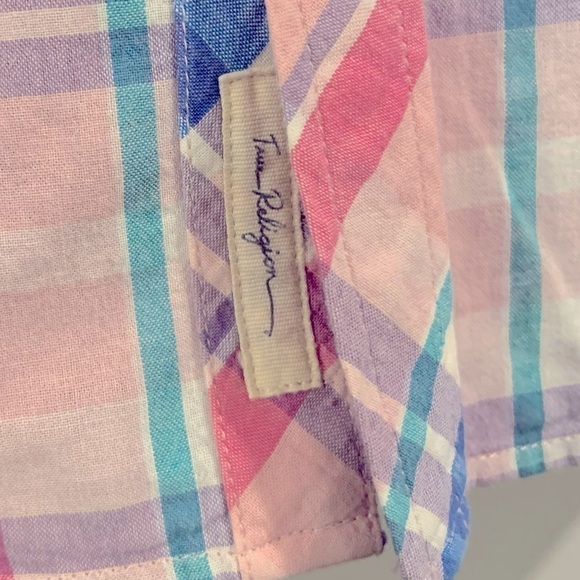 True Religion Georgia Snap Closure Pink Plaid Shirt - Picture 6 of 6